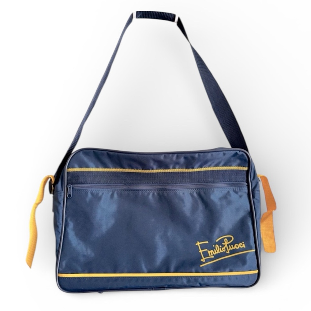 Emilio Pucci Blue and Yellow Messenger Bag with Sporty Design
